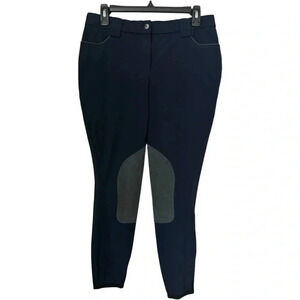 S Hippique | Equestrian Riding Pants | Navy Blue Breeches | Suede Grips | US 30